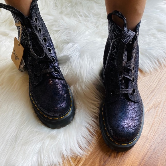 Dr. Martens Molly Crackle Suede Platform Boots - Picture 3 of 8